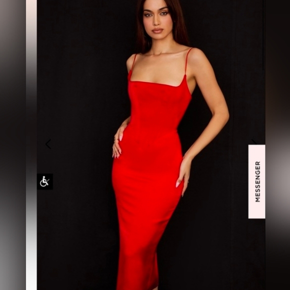 House of CB Anais Red Corset Midi Dress - Picture 2 of 10